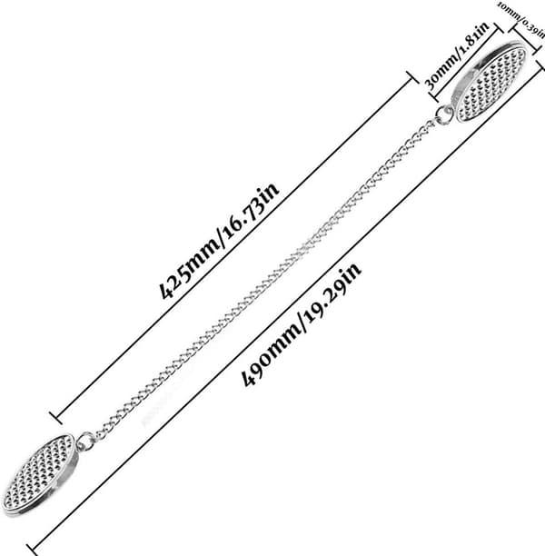 2 Metal Servietkæder - 50 cm, med Clips - Hagesmæk Kæde, Middagstilbehør - Sølv & Sort