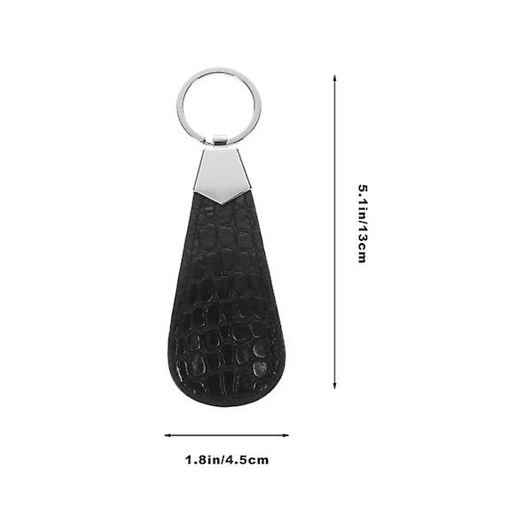 Praktiske bærbare læderskohorn Mini Shoe Lifter Horn med nøgleholder (sort) IC