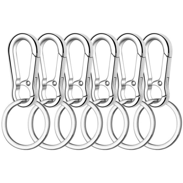 Karbinhake nøglering nøglering 6-pak metal Snap Hook nøglering IC