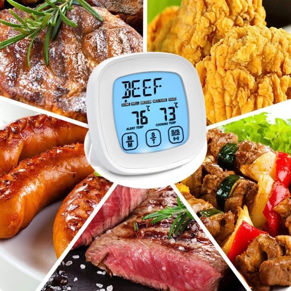 Pekskärmstermometer Kött, Digitaalinen BBQ Grill Ugn Cook Timer Alarm