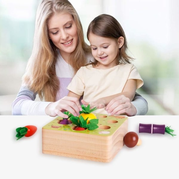 IC Pedagogiske treleksaker for 1-2 år gamle pojkar og flickor, grønnsaker og frukt Skörd Montessori Form Storlek Sortering Pusselleksaker for småbarn
