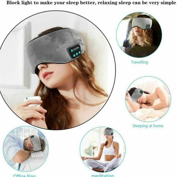 Bluetooth 5.0 sovemaske søvnheadset, musik 3D sovemaske bluetoo