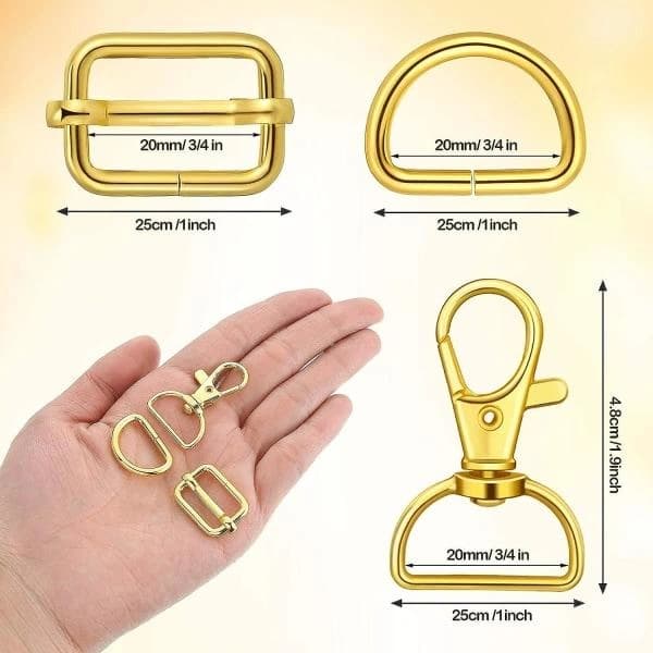 56 stykker D-ringe til håndtasker, tasketilbehør, håndtasker til taskefremstilling, spænder, håndværk (assorterede farver, 25 mm)