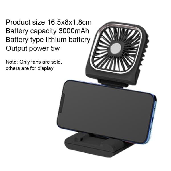 IG Mini håndholdt ventilator, elegant bærbar genopladelig håndholdt ventilator sort