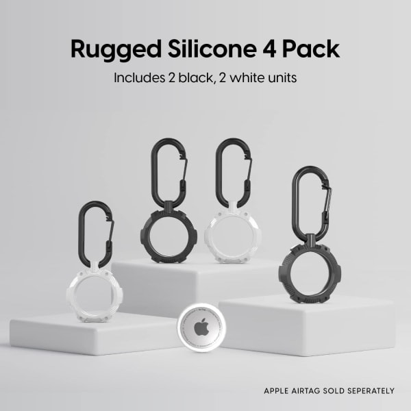 AirTag-Etuier 4-pak - Robust Silikon AirTag-Holder med Karabin