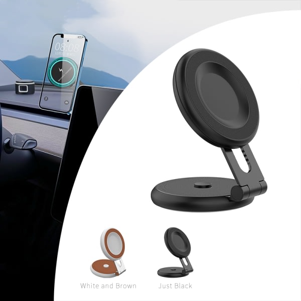 Trådlös hopfällbar telefonhållare Design för TESLA Model 3/Model Y/Model S/Model X Just Black IC