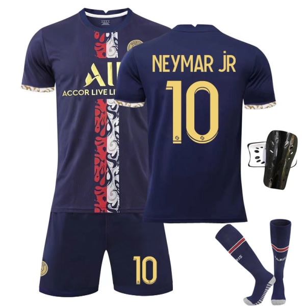 IC Paris home special edition guld fotbollsdräkt nr 10 med strumpor+skyddsudstyr, barnstorlek 22