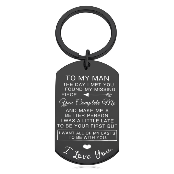 IC TIL MIN MAND/KVINDE 2 stk. Valentinsdag nøglering i rustfrit stål Gave