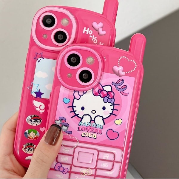 IC Piirretty Kotelo iPhone 13:lle, Retro Kawaii Söpö Puhelimen Kotelo Peilillä Pehmeä Iskun Kestävä TPU-Kotelo Tytöille Lapsille Teineille (Kitty Cat)