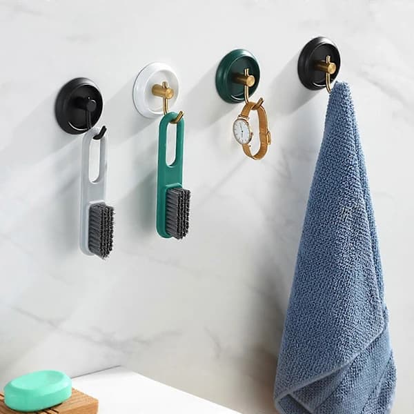 Multifunctional Wall Hooks Door Keys Clothes Hook Bathroom Towel Robe Hanger Hook Self-Adhesive Kitchen Shelf Bag Hook Green Gold