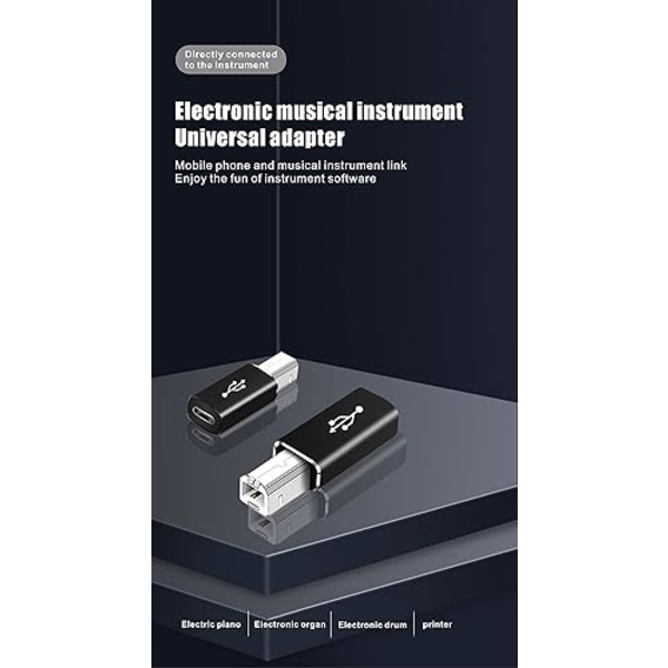 USB-C till USB-B adapter (2-pack), kompatibel med skrivare, MIDI