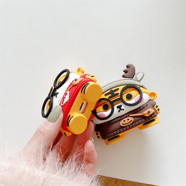 IC Airpods 3 (cover) Case Beskyttende cover kompatibelt med AirPods 3, smukt og sødt case, 3D-case (Tiger)