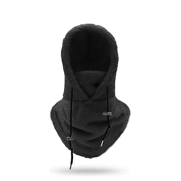 Sherpa Huva Skidmask Vinter Varm Balaclava Kallt Väder Vindtät Justerbar Fleece Huva Täcke Hatt Beanie Halsduk För Män Kvinnor (FMY) Black