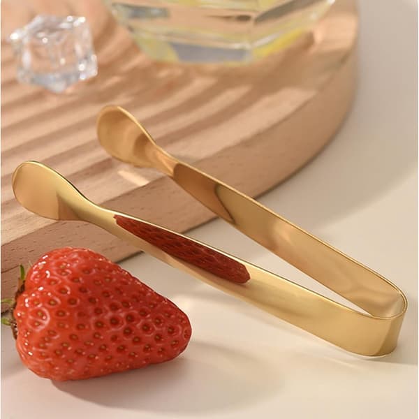 Mini-serveringstänger set om 6, 304 rostfritt stål sockertänger 11 cm, guld små mattänger för tebjudning, kaffe, isbitar, efterrätt, buffé