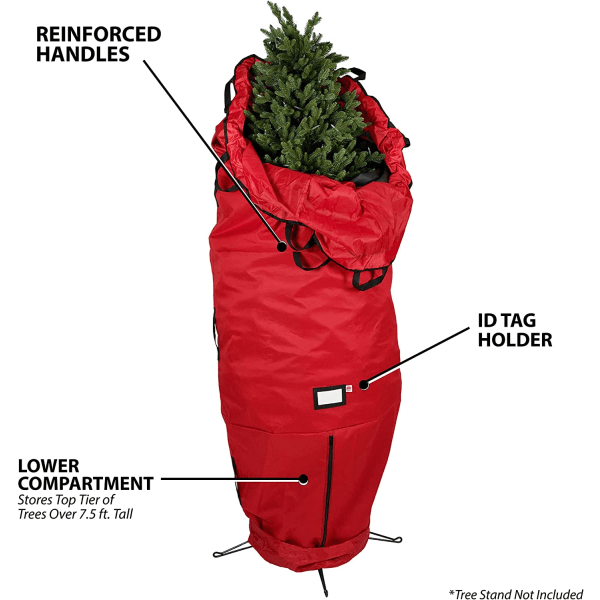 [Röd upprättstående förvaringsväska för träd] - 9 fots julgransförvaring B