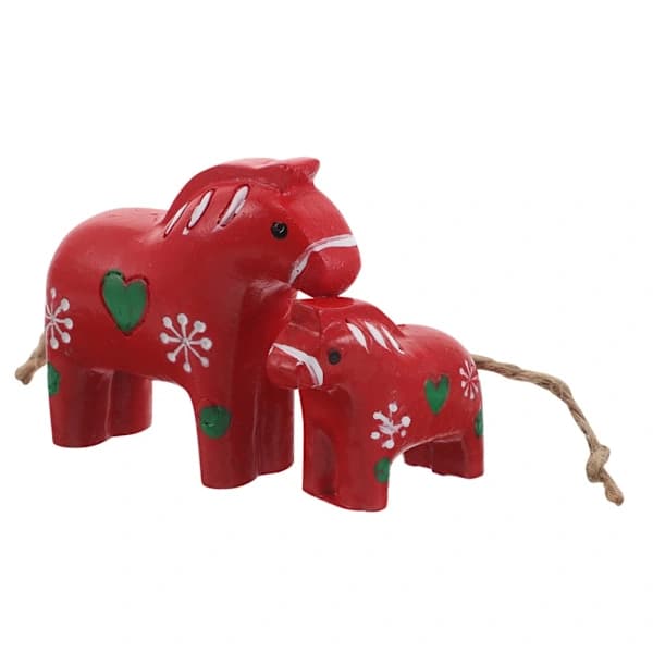2 stk Rustikk Trehest Statue Nordisk Julepynt Skrivebord Rød 6.00X5.50X2.50CM Red 6.00X5.50X2.50CM