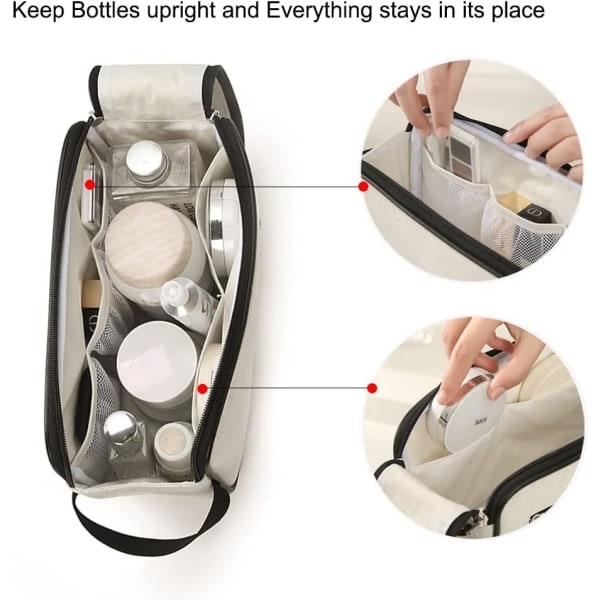 IC Rese-Toalettväska Övernattningstvättväska Unisex Kosmetikväska Bärbar Dopp Kit Sminkväska Organizer för Gym Semester Camping (Vit)
