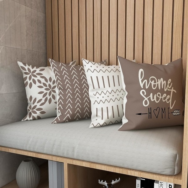 IC Putetrekk 18x18 Sett med 4, Moderne Sofa Trekk, Dekorativt Utendørs Lin Stoff Trekk for Sofa Bil 45x45cm