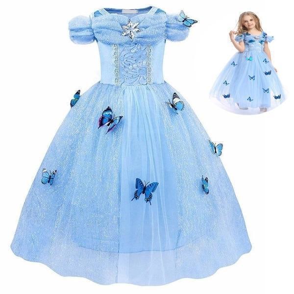 Prinsessklänning Elegant Blå Barn Maskeradkostym Blå Blue 110