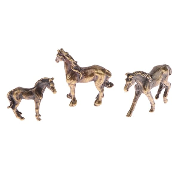 IC 1 stk Antik messing lang hale hest figurer miniature O B