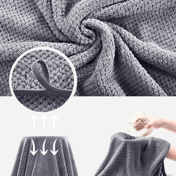 300GSM mikrofiber badehåndklædesæt - 140x70cm stor størrelse - Superblødt og absorberende - Grå