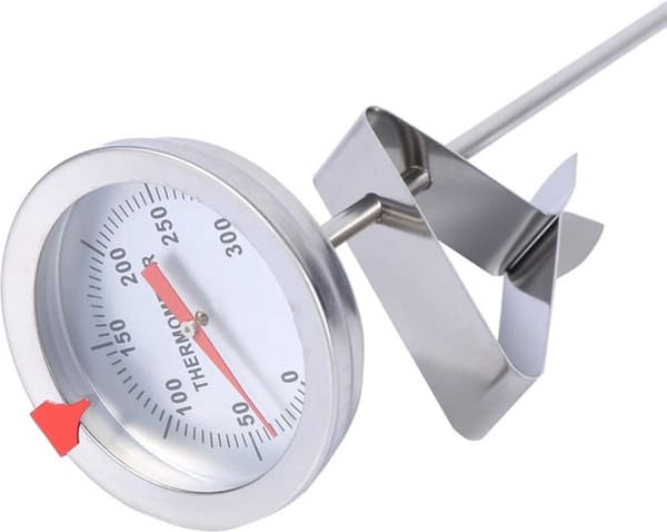 Kjøkkentermometer, mekanisk sonde i rustfritt stål, 0–300°C, ingen batterier, for matlaging, baking, grilling, BBQ og steking, 30 cm