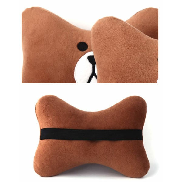 IC NOE 2-pack Cartoon Bil Nackkudde (Brun)