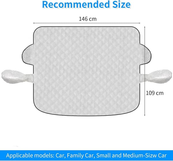 Bilfrontrute Frostdeksel, Fire-lags Isolert Design Med 9 Innebygde Magneter Og Sidespeildeksler For Vinter, 146 x 109 cm