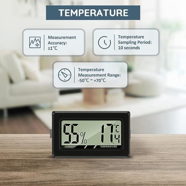 IC 2 sett, Mini LCD Digital termometer hygrometer hvit