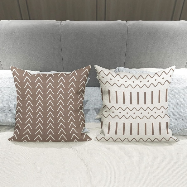 IC Putetrekk 18x18 Sett med 4, Moderne Sofa Trekk, Dekorativt Utendørs Lin Stoff Trekk for Sofa Bil 45x45cm