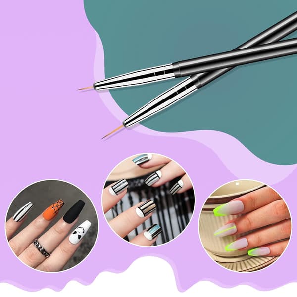6 stk. negleprikkepensler + prikkeværktøjer – dobbeltsidede – 2×sort + pink – til neglekunst og detaljer