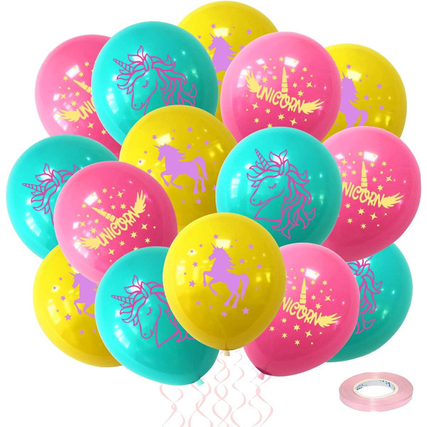 IC Yksisarvijuhlaballongit koristeluun, vaaleanpunainen kricka sininen keltainen Yksisarvi syntymäpäivä lateksiballongit tytöille, Yksisarvi helium-ballongit