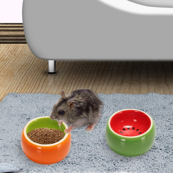 IG 2-delt hamstermatskål, keramisk matskål og vannskål