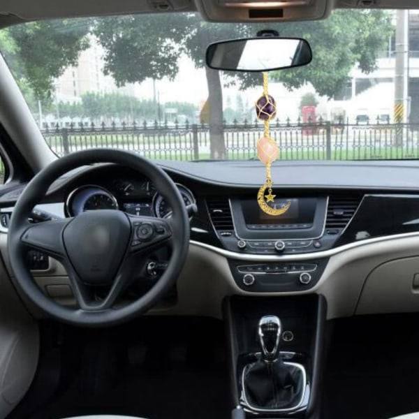 IC Riippuva koriste Autopeilin koristeet Riippuvat koristeet Koti sisustus Luonnollinen jalokivi (ametisti + ruusukvartsi)
