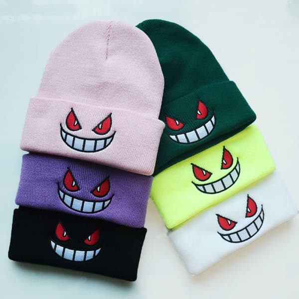 Strikket lue Varm Slouchy Gengar Vinter Mansjett Termisk Lilla