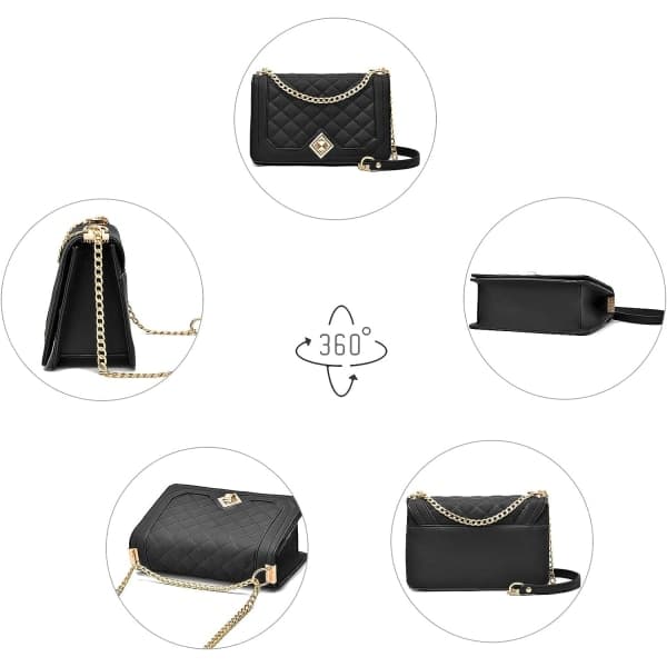 IC Crossbody-väskor för kvinnor Små handväskor PU-läder Axelväska Handväska Evening Bag Quiltade väskor med kedjerem