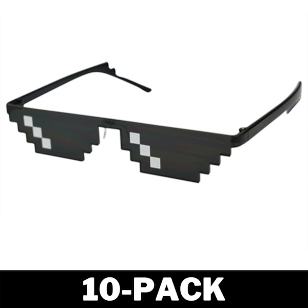 Sorte Thug Life Briller Meme Solbriller Pixel 16bit Sort 1-pak 1-pak 1-Pack
