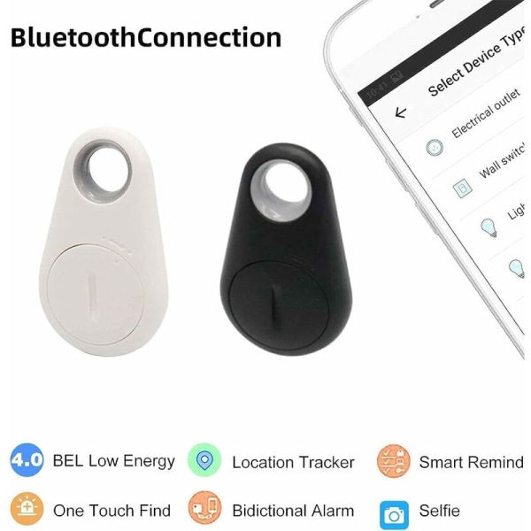 IC 4 kpl vit+PE-pussi+käyttöohje*2, musta+PE-pussi+käyttöohje*2 Bluetooth älykäs sijainninseuranta lemmikkieläinten etsijä