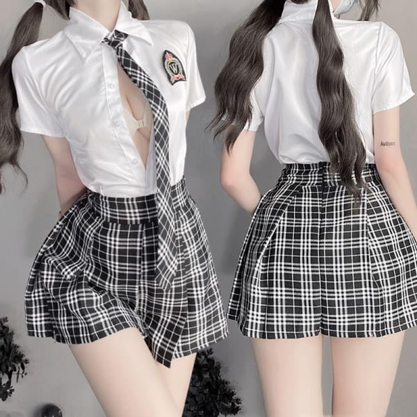 IC Opiskelijoiden tyttöjen koulupuku Svart Vit Underkläder JK Suit Plea M