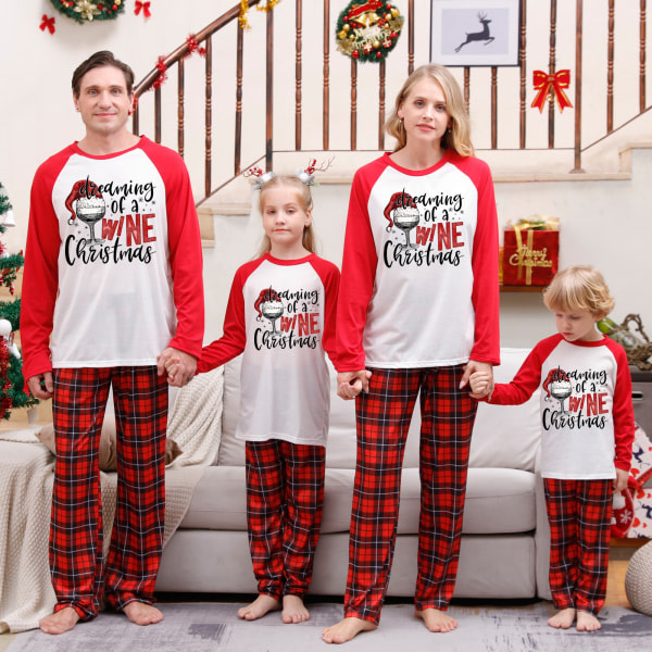 Julpyjamas for familiematchande sett Soft Holiday Xmas Pjs Sleepwear Kid 6-7Y