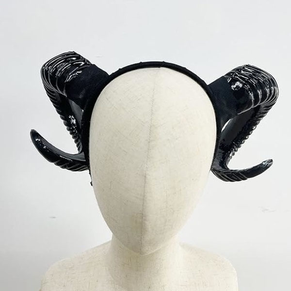 Svarta älghorn Fårhorn Gotisk Steampunk Djävul Demon Horn Pannband för Halloween Kostym Fotorekvisita