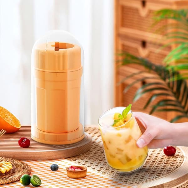 Isbakke med låg, One-Twist ismaskine med 3 stabelbare forseglede bakker, 2,1 tommer universal kopadapter, orange
