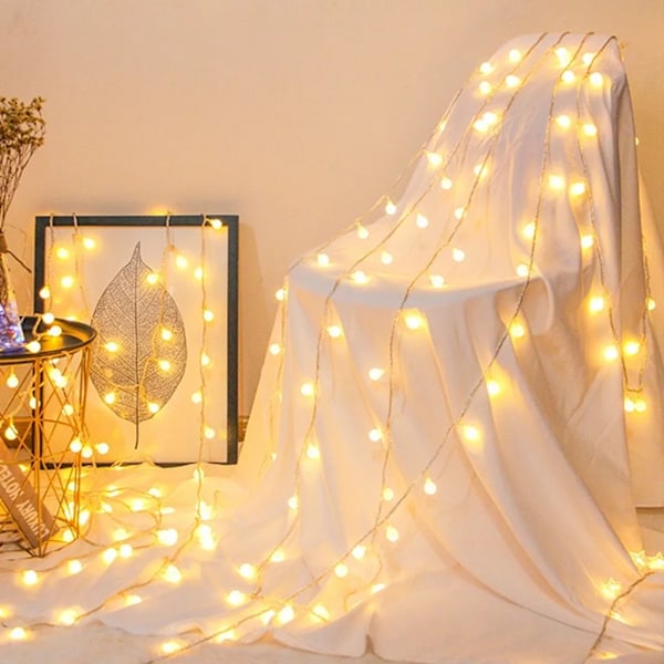 6M 40 LED Lysstrengkugler Lysstreng Belysning Fest Have Dekoration Lampe Festbelysning Julepynt (Varmt Hvidt)