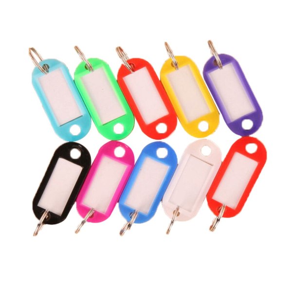 10st flerfärgad plastnyckelring ID-tagg delar ID-bagageetiketter IC