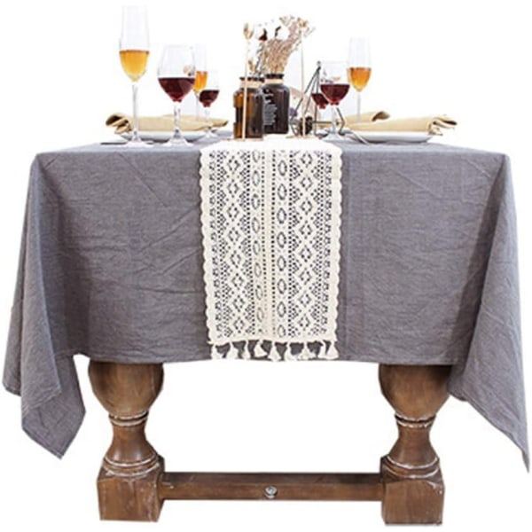 IC Beige Makrame Pöytäjuoksija Kudottu Virkattu Pitsi Boho Häät