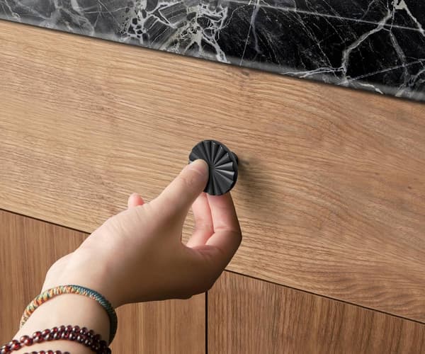 Skåpsknoppar, Solid ABS Solrosdesign, Enkelhål, Set om 10 för Köksluckor, Lådor och Möbler, 38 mm, Svart
