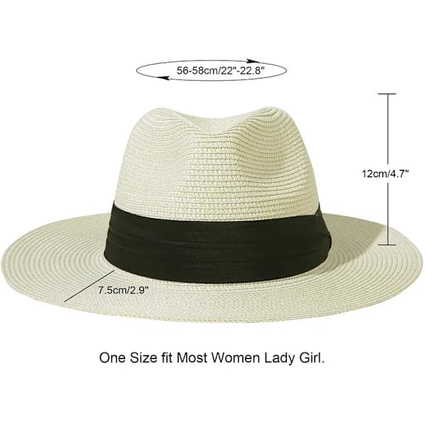 Dame Panamahat Sommer Solhat Stråhat Strandhat Anti-UV UPF 50+