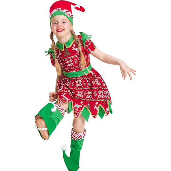 Fe-Kostume til Børn Drenge Piger Julefe Kostume Julefe Onesie til Julekarneval Fest (104-140) 3-10 År Flicka 7-8 Jahre