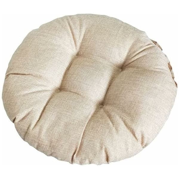 Rund Sittdyna 40x40cm Bomull Linne Mjuk Tjock Stol Kudde Kompatibel med Kontor Kök Sovrum Soffa Bil