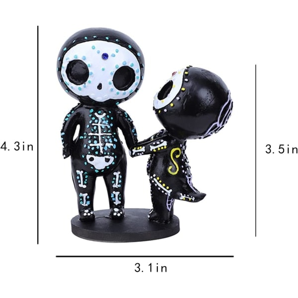 IC Sugar Skull Par Rose Figur Till Døden Harpiks Samleobjekt